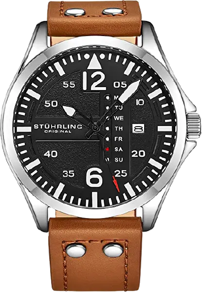 Stuhrling Original Men’s Leather Aviation Watch